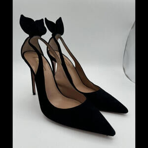 Aquazzurra Bow Tie Suede Pumps 105 Black Size 41 IT, 11 US